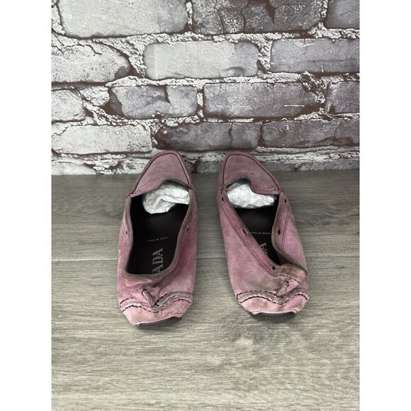 Prada Pink Suede Leather Driving Loafers Shoes Women Sz 38EU/7.5M US - Picture 14 of 16